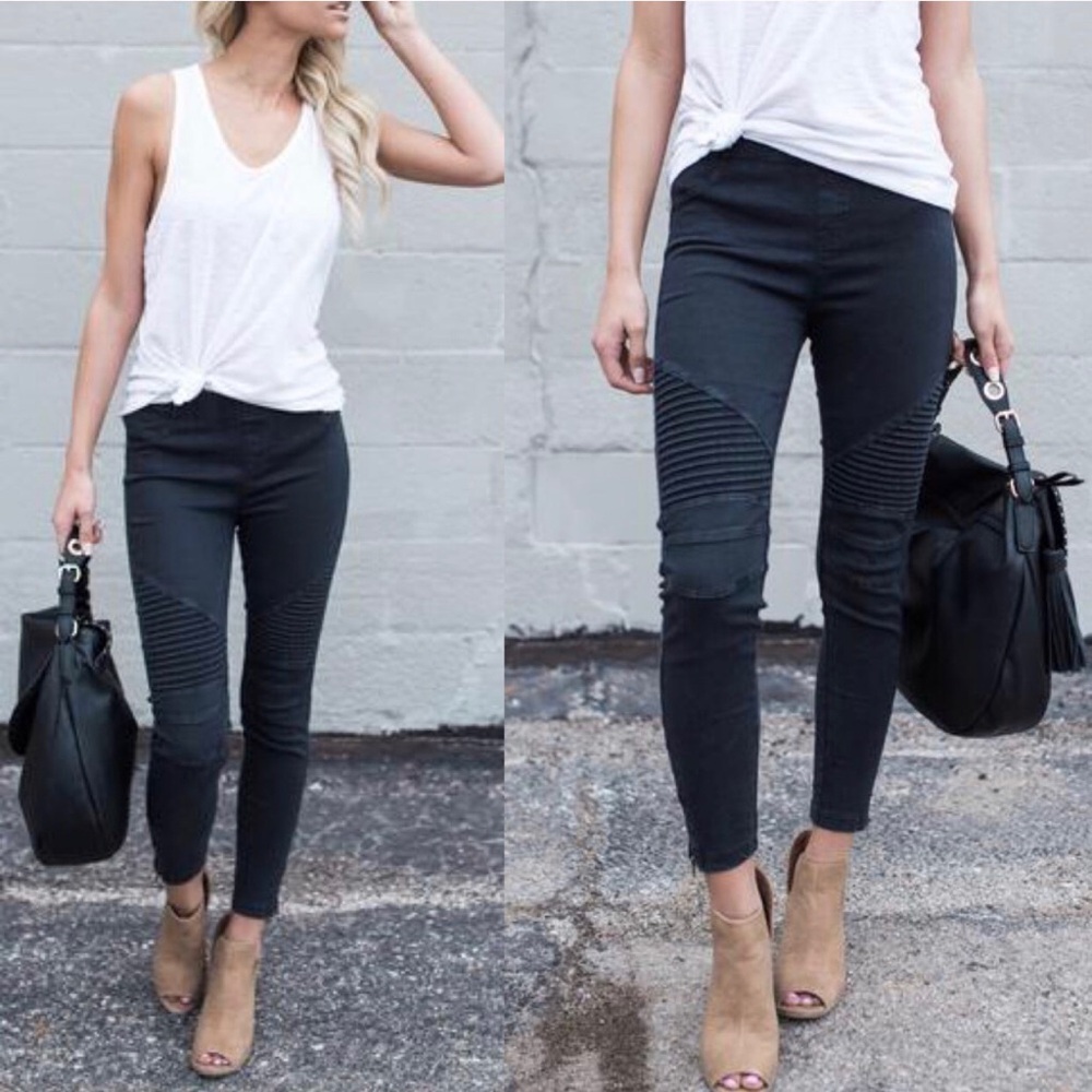 NEW❣️Black Moto Stretchy Biker Pants